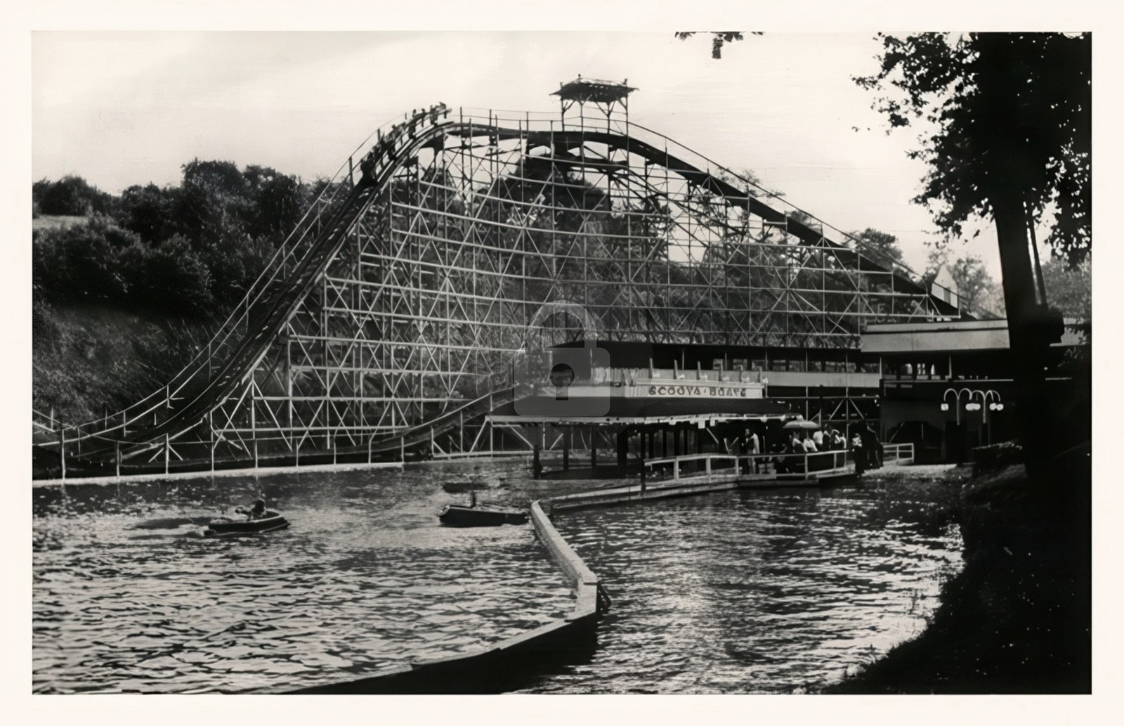 Pittsburgh PA Roller Coaster Scoota Boats Dips W View Park RPPC Postcard COPY