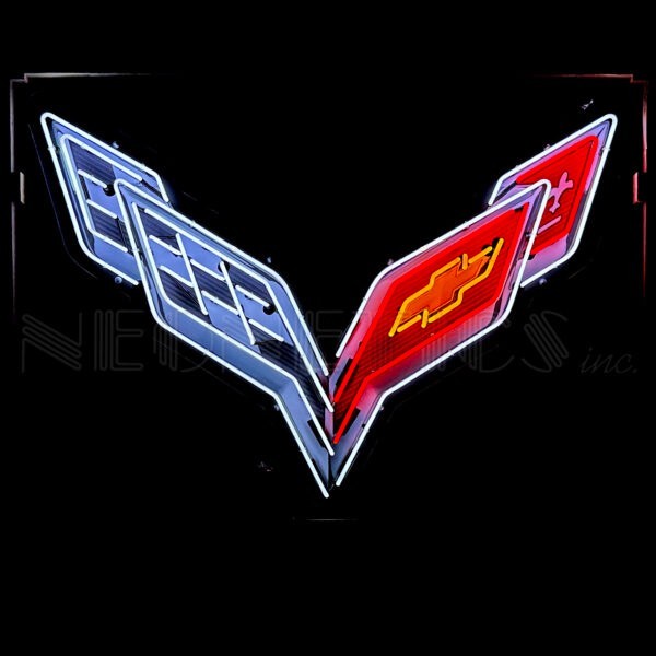 Huge Chevrolet C7 Neon Sign Chevy Corvette Racing Flags Stingray wall lamp Z06