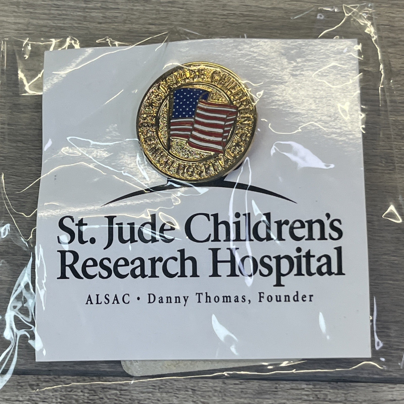 St Jude Childrens Research Hospital USA Flag Enamel Lapel Pin American Vintage