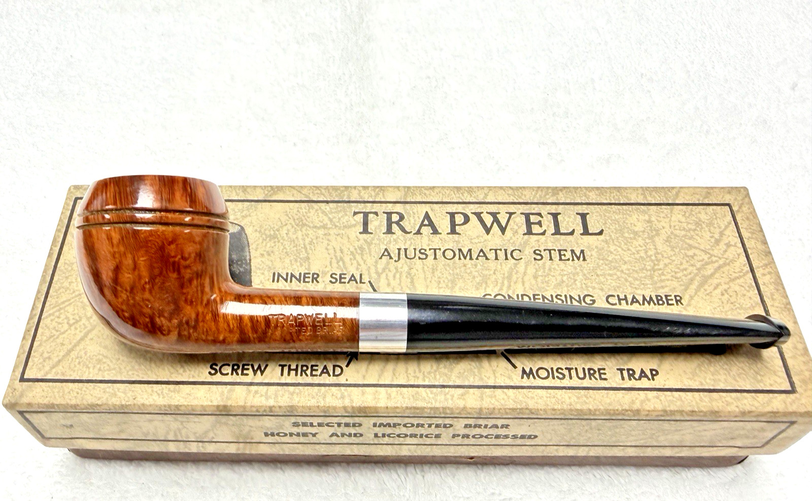TRAPWELL by Sparta Pipes- Smooth Straight Small Rhodesian 1950\'s New Old Stock