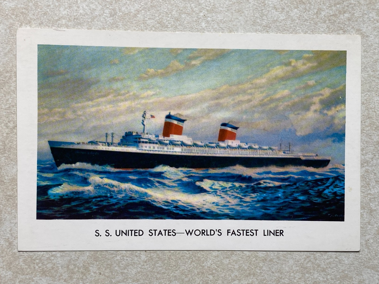 M754 Postcard SS United States World\'s Fastest Liner Ship Boat