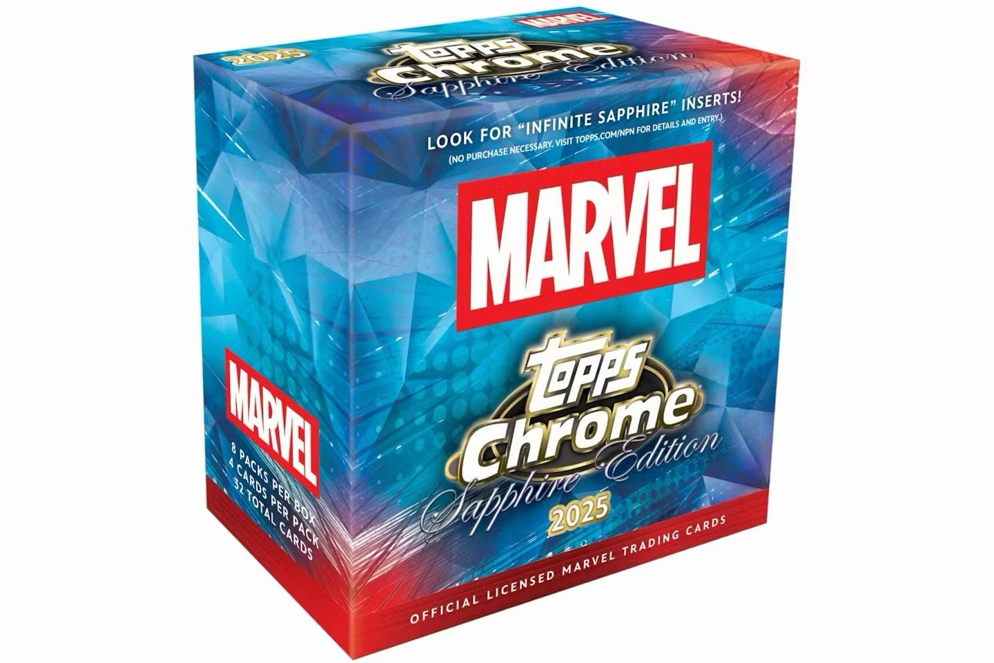 2025 TOPPS CHROME MARVEL COMICS SAPPHIRE EDITION Hobby Box (32 Cards) Brand New