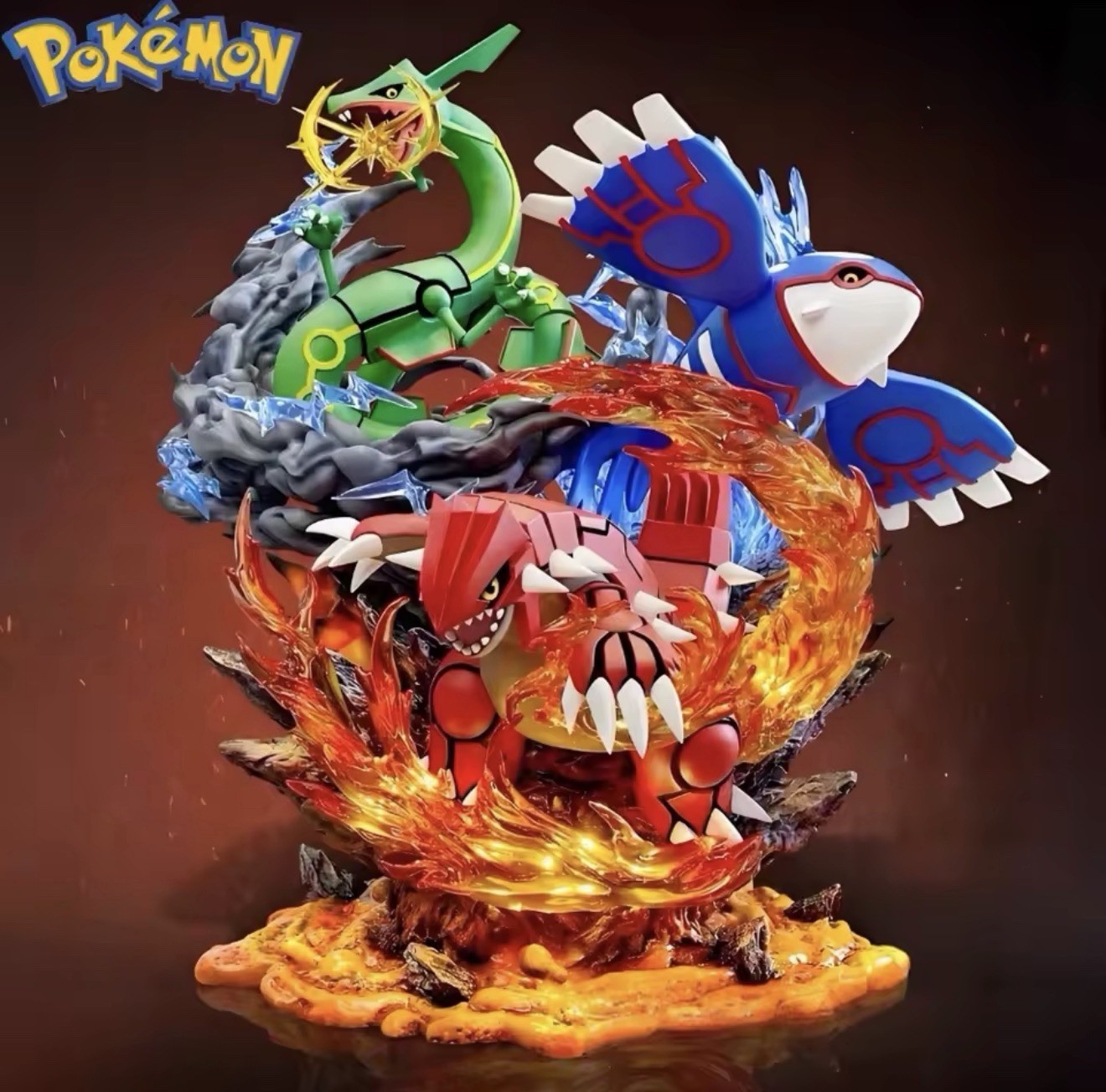 35cm/13.78in Pokemon Anime Figure Groudon Kyogre Rayquaza Action Figures Pvc