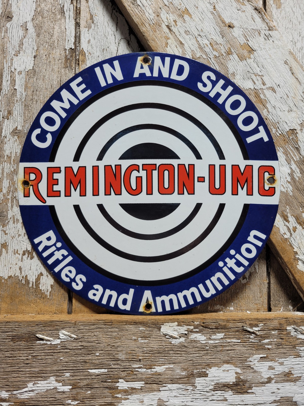 VINTAGE REMINGTON PORCELAIN SIGN OLD UMC RIFLES GUN AMMUNITION SHOOTING TARGET