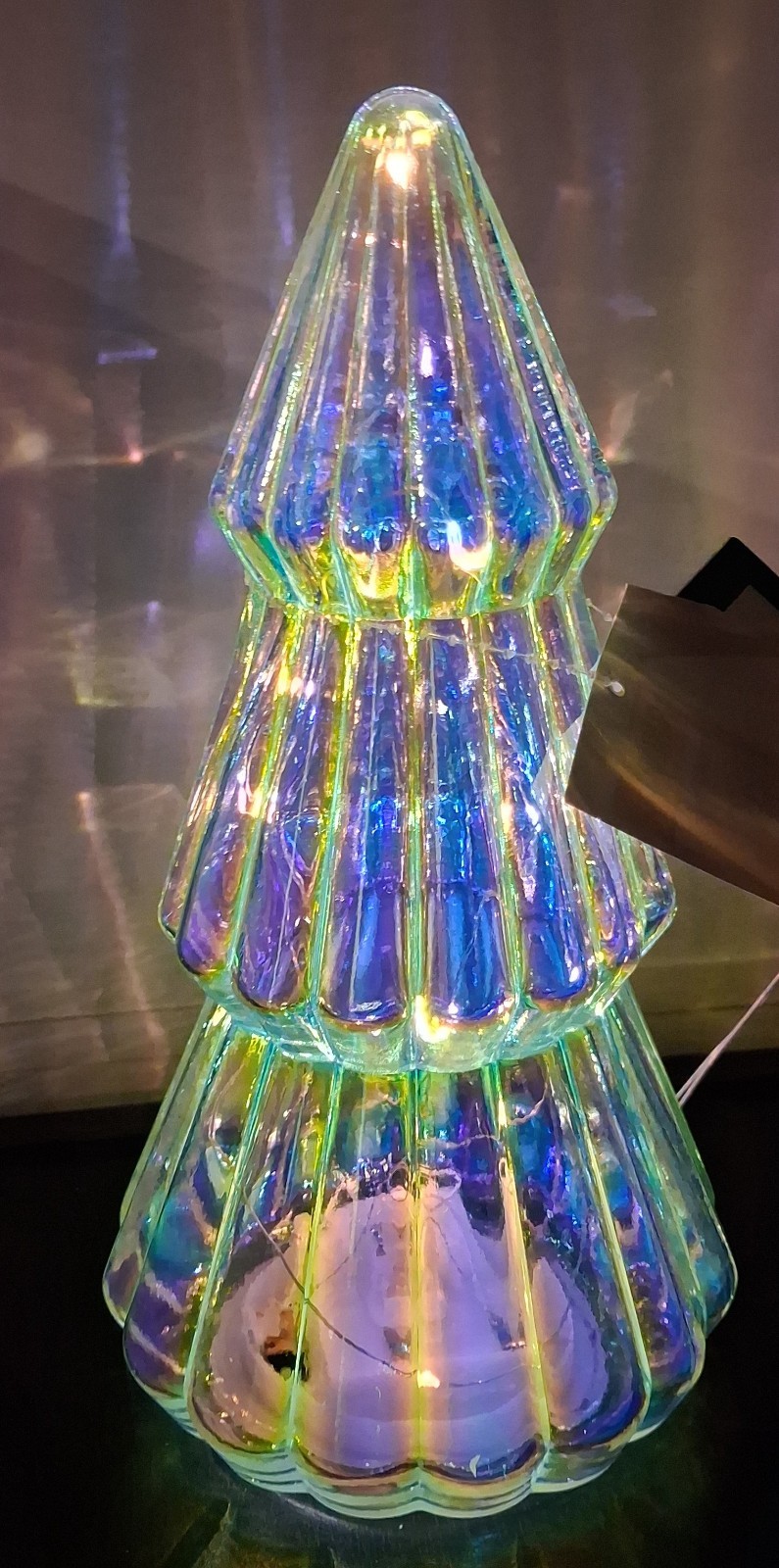 Festive Voice Iridescent Glass Light Up Tree LED Glow Christmas Décor New