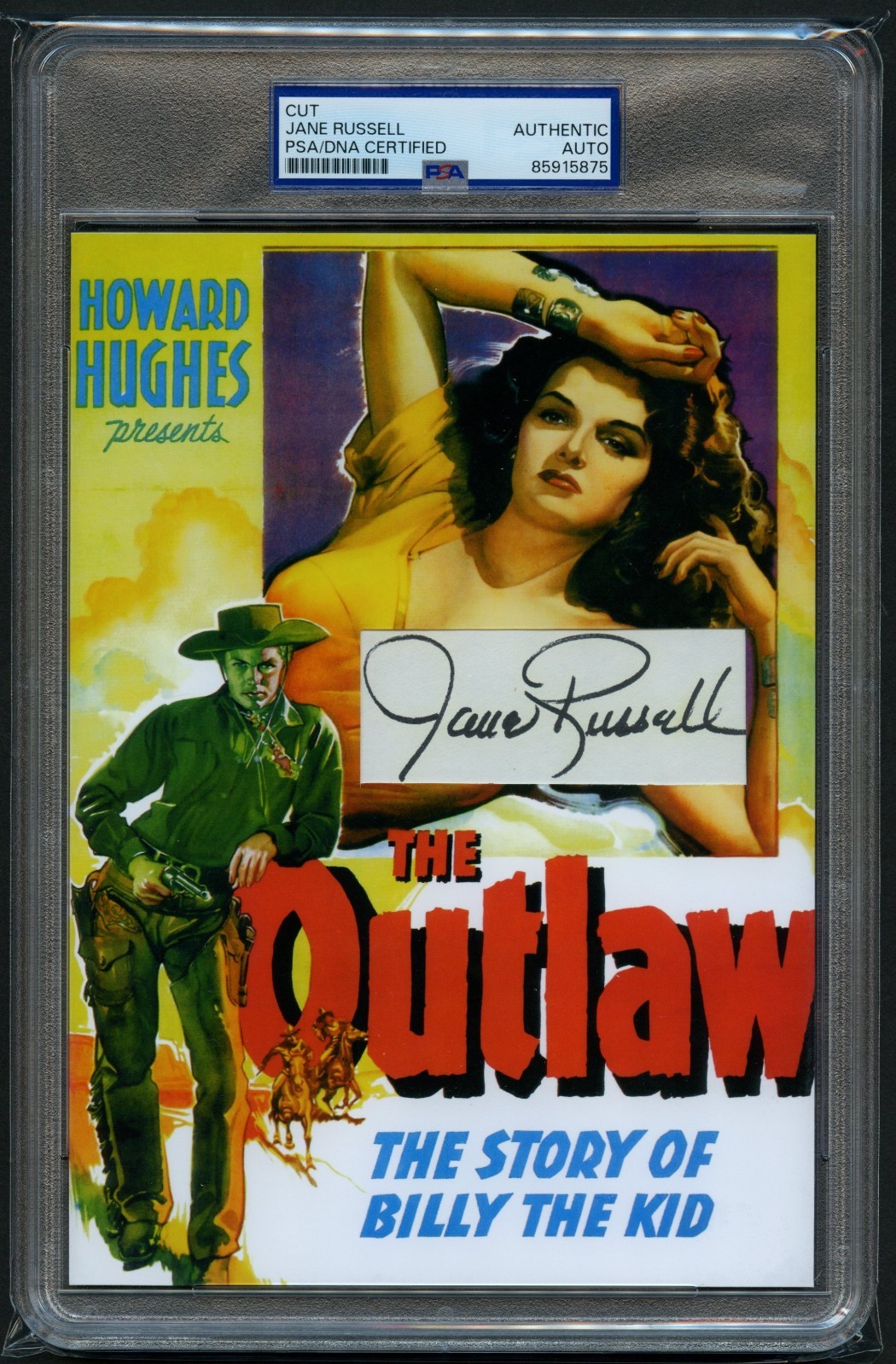 Jane Russell signed autograph 5.5x8 Actress The Outlaw Custom Cut PSA Slabbed
