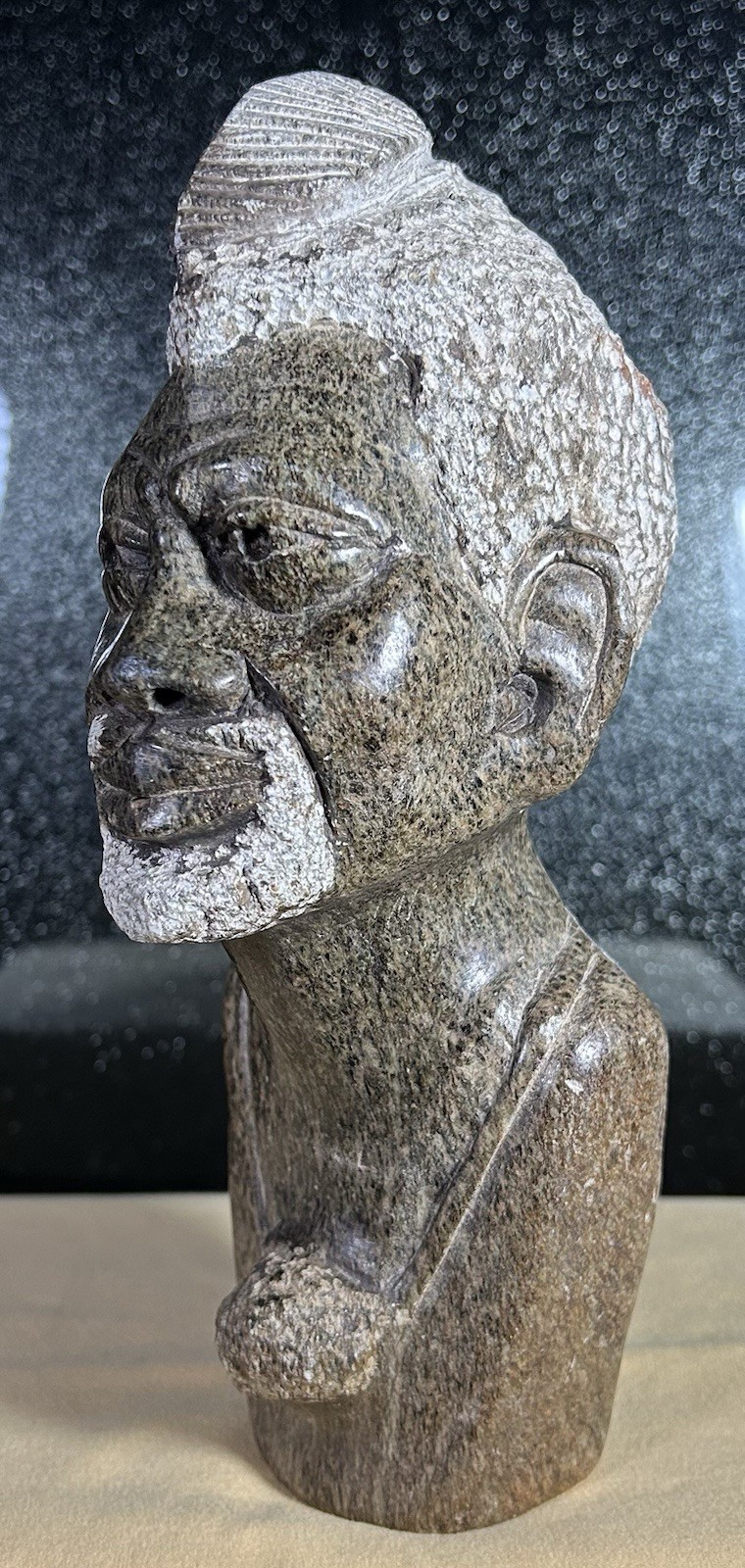 Vintage Shona Hand Carved Stone Sculpture Male Bust 9.5”H