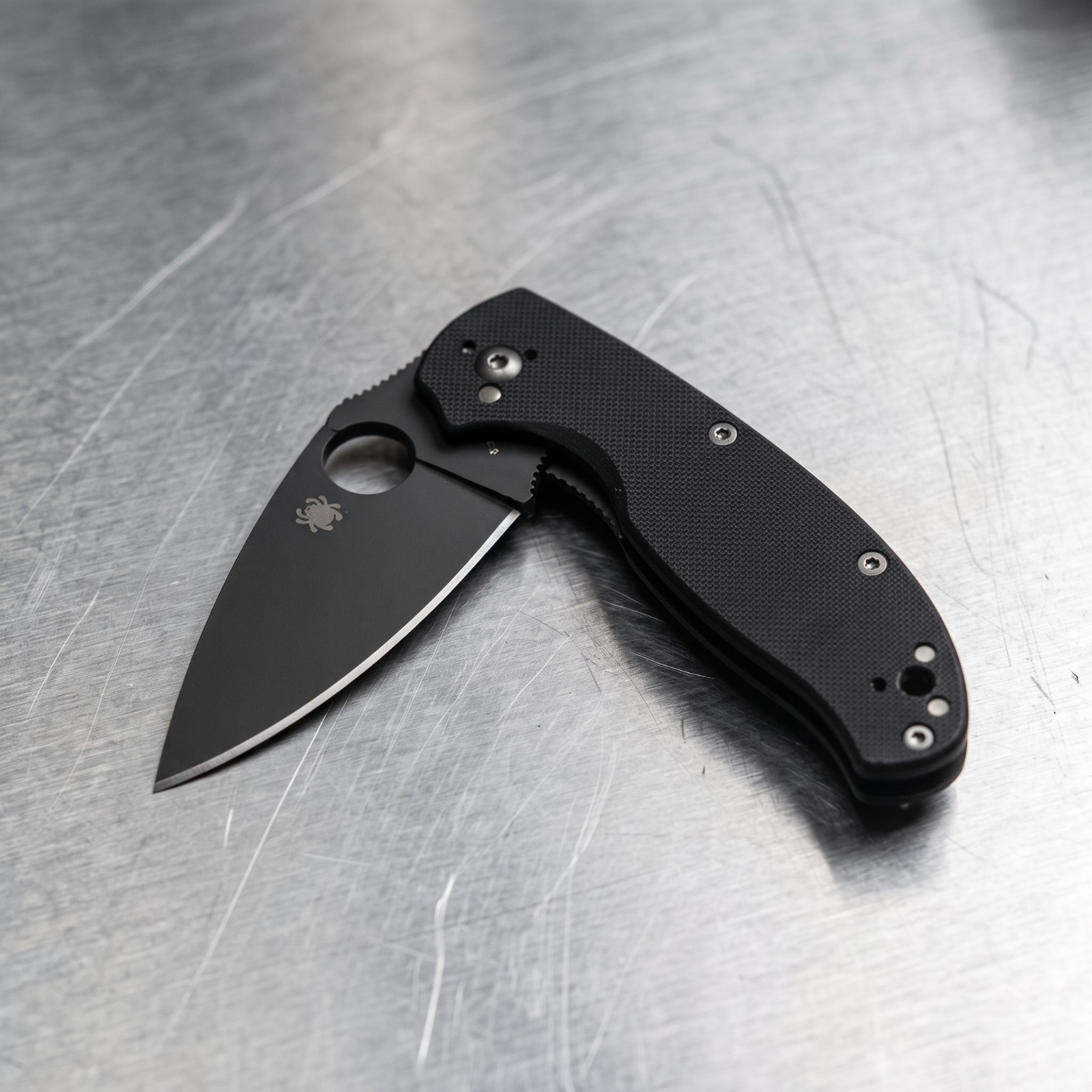 Spyderco C122GBBKPS  Tenacious Knife Black Combo Edge Blade Black G-10 Handle