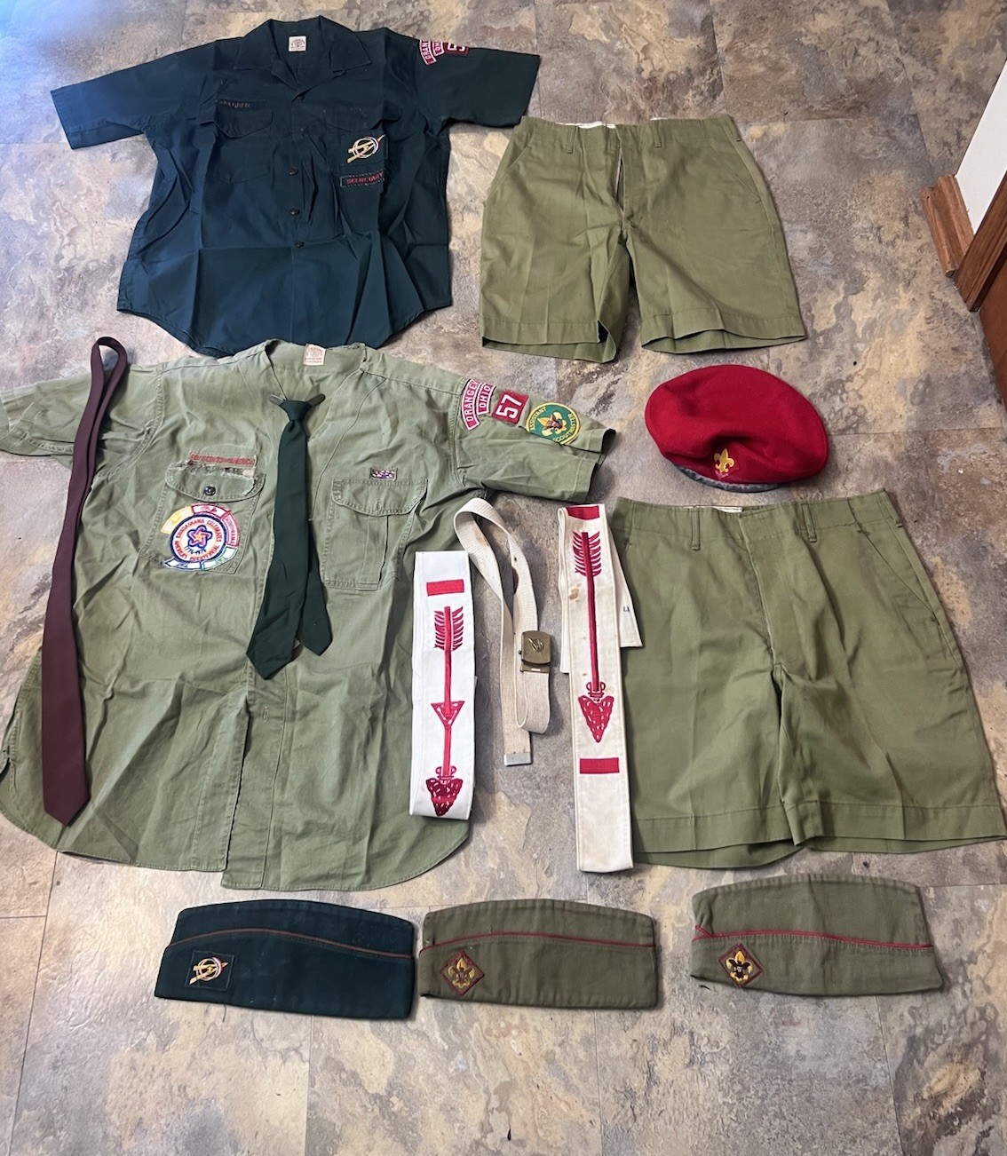 VINTAGE Boy Scouts Uniforms, Hats, Belt, Order Of Arrow Embroidered Sashes Ohio