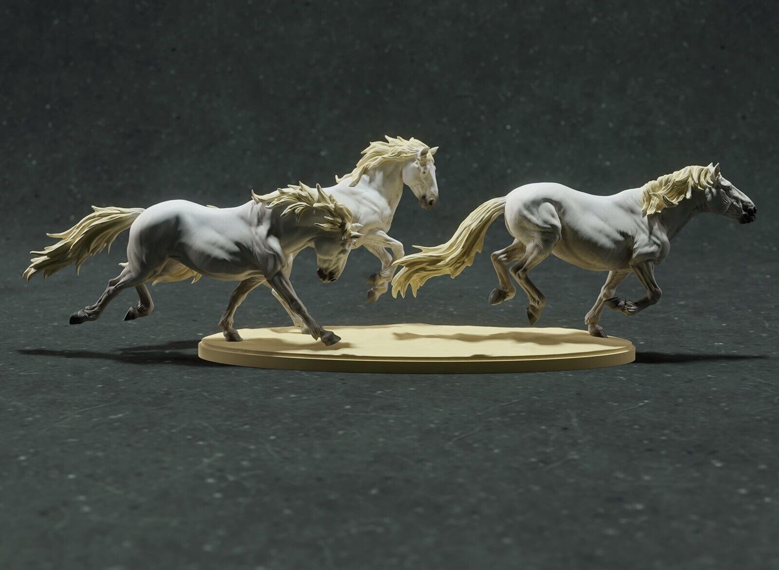 Breyer resin Model Horse Running Camargue Horses Set Of Three - White Resin SM