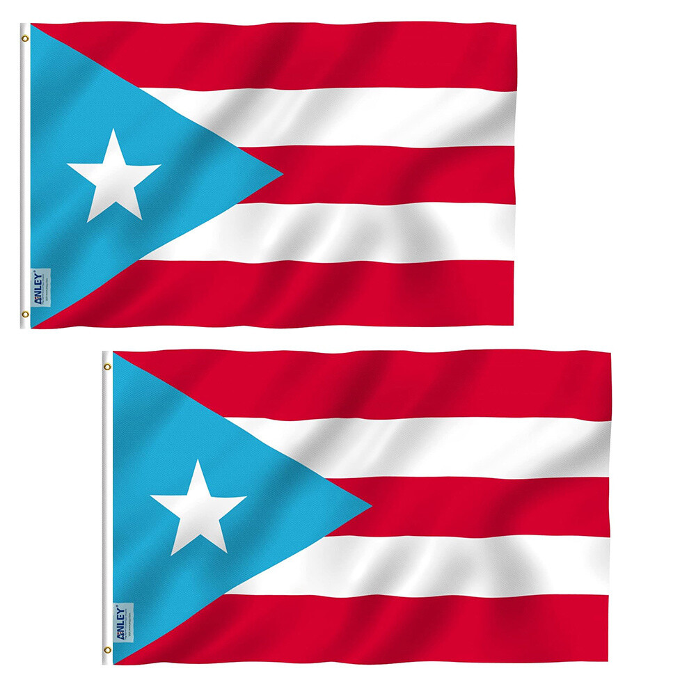 Anley 2 Pcs Fly Breeze 3x5 Ft Light Blue Puerto Rico Flag Puerto Rican PR Flags
