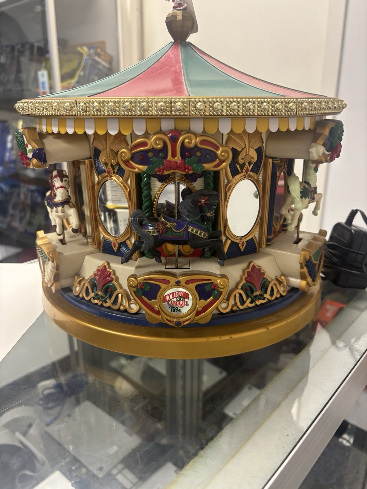 Vtg 1994 Mr Christmas  carousel  holiday  merry go round  rolling sounds  lights