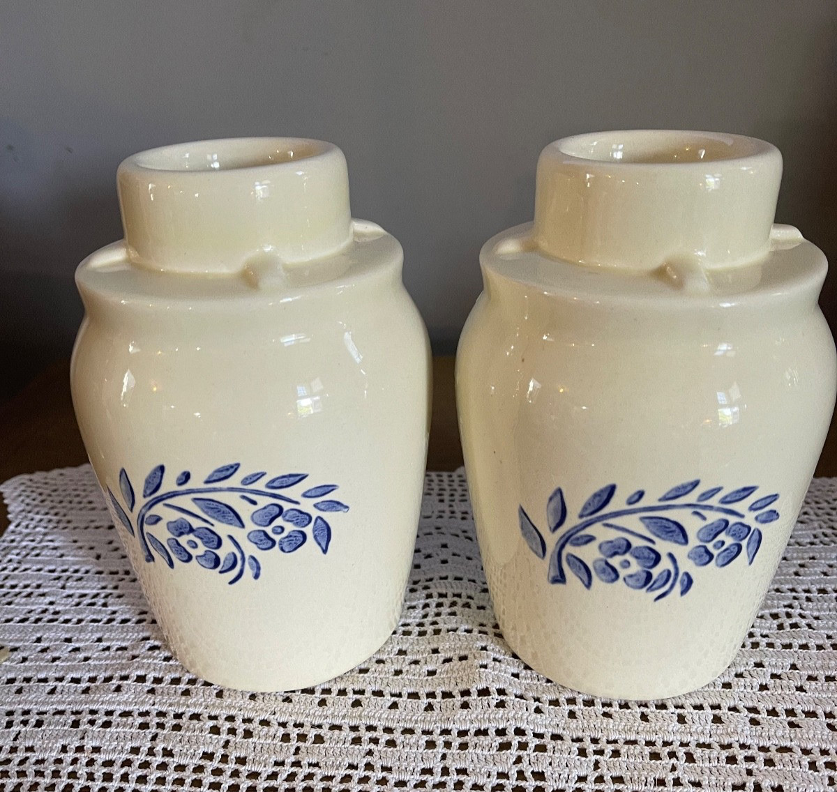 2  VTG Gaetano Pottery Pillar Taper Candlestick Candle Holders Blue Floral