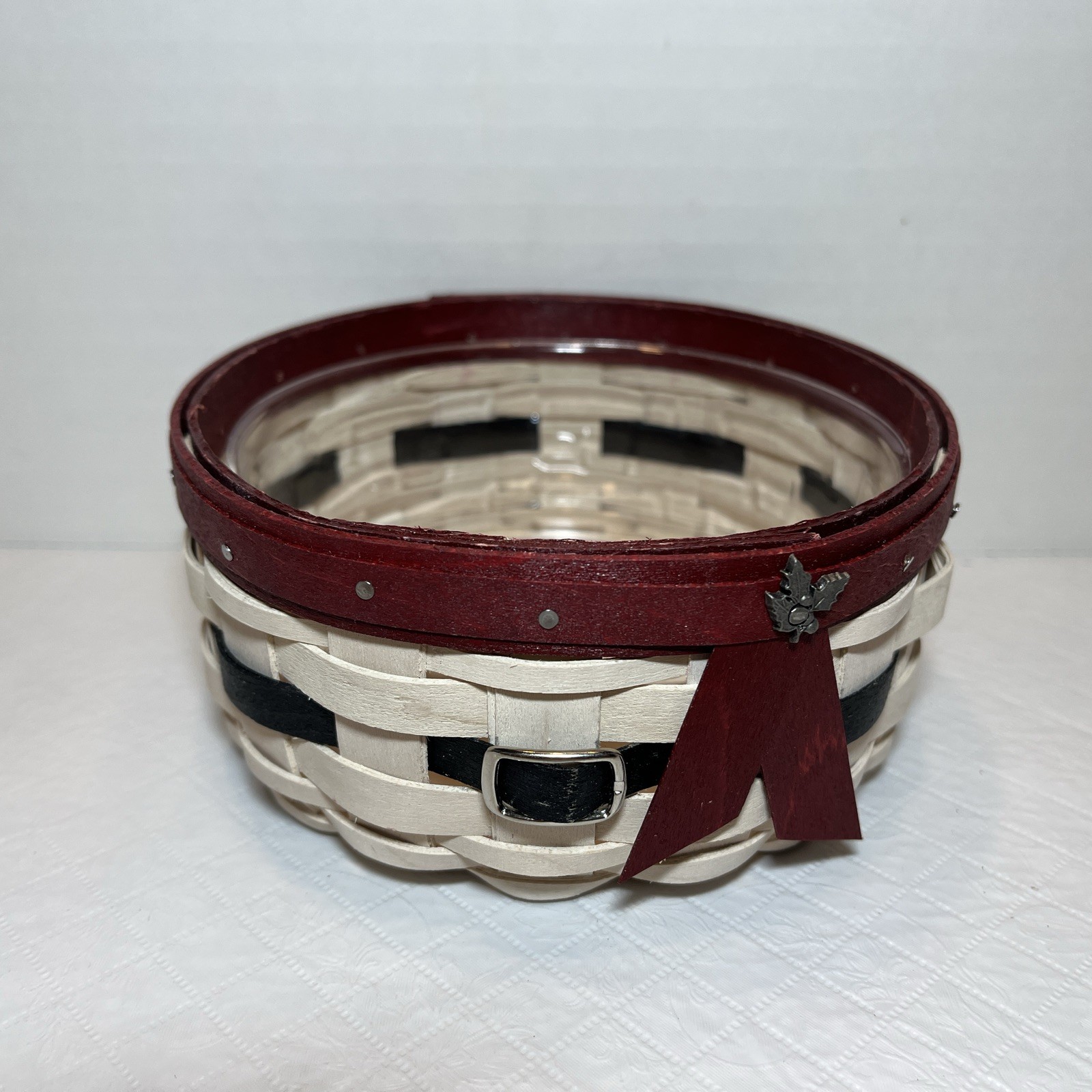Longaberger 2017 Snow Man Belly “Button”Basket And Protector With Metal Buckle