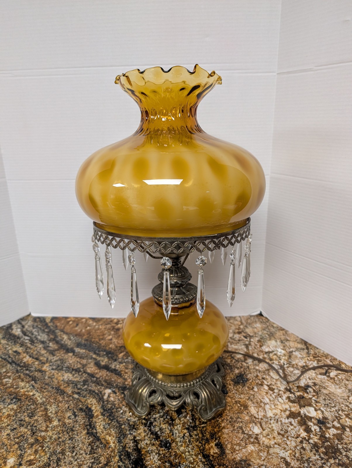 Antique Pre 1962 French Coin Dot Table Lamp
