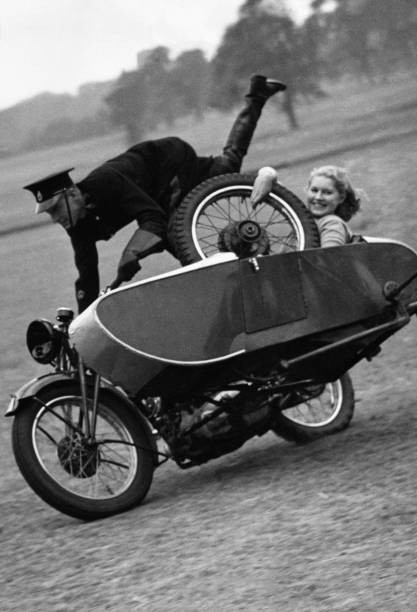 TV presenter Jasmine Bligh a steering wheelless sidecar an acrobat- Old Photo