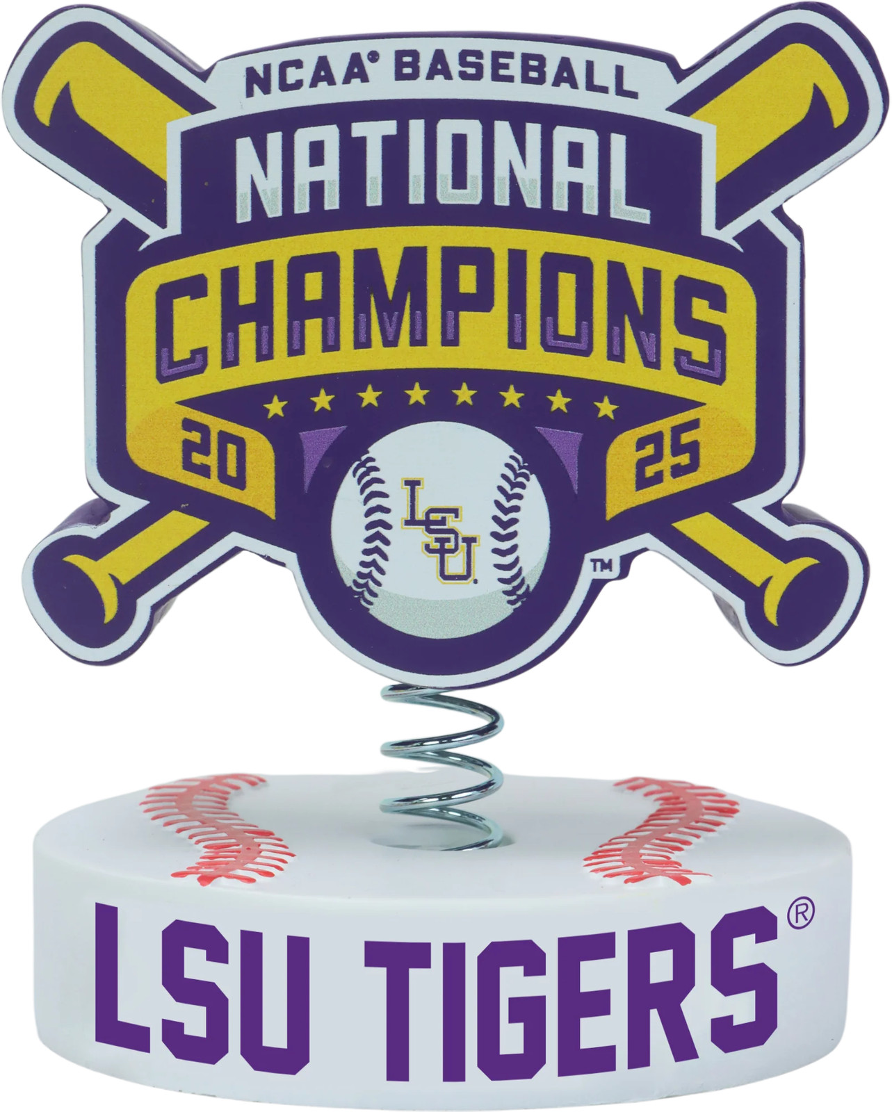LSU Tigers 2025 Mens College World Series National Champs Bobble Logo Bobblehead