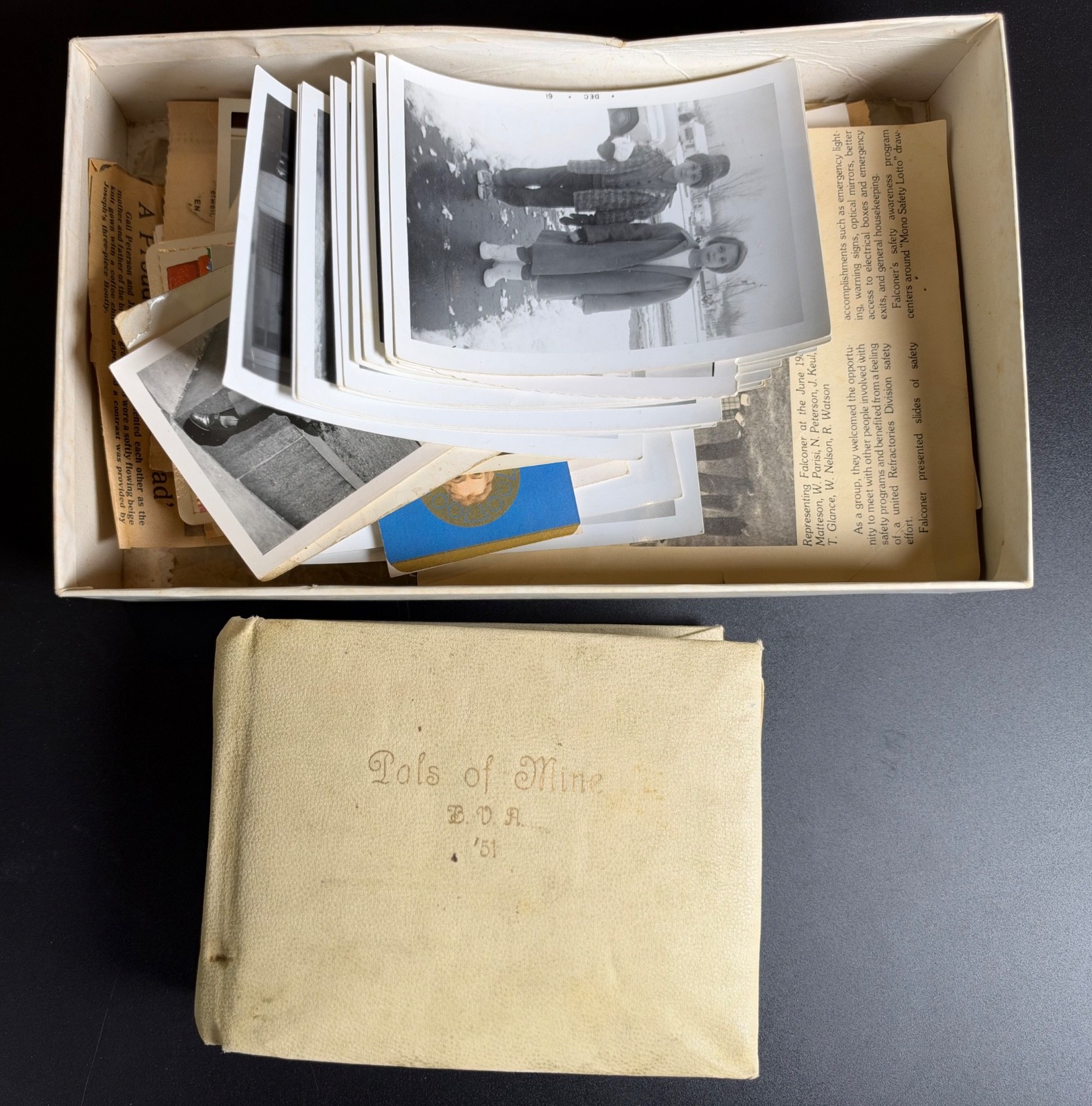 Small 1951 Photo album plus box of photos