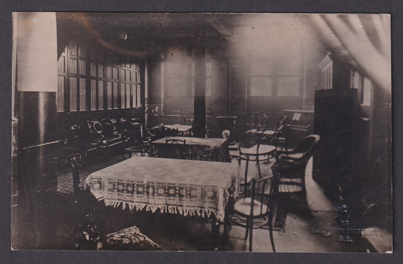 Vintage Postcard RPPC Interior of Sitting room