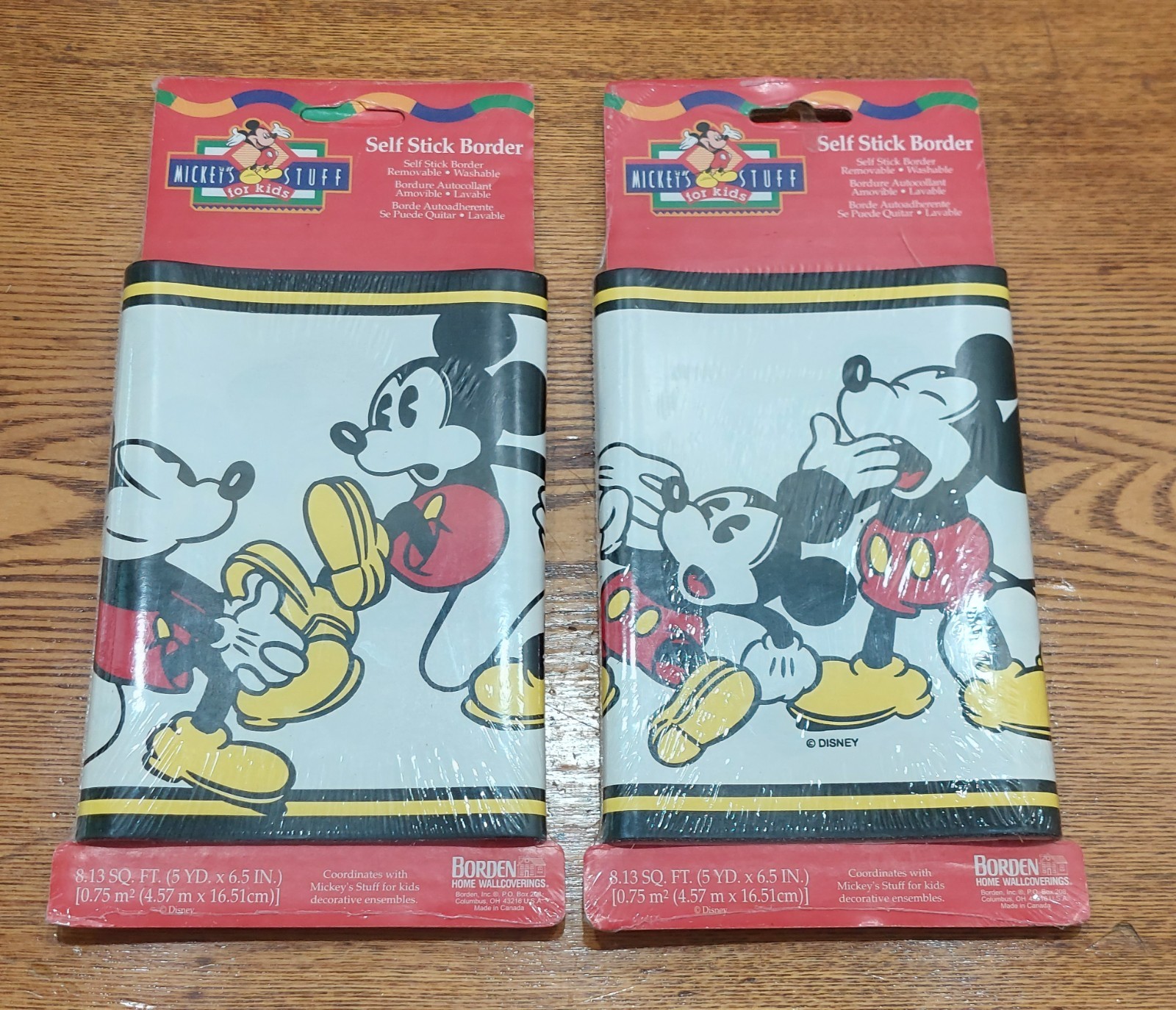 NOS Vtg 1993 Disney Mickey Mouse Mickey's Stuff Borden Self-Stick Wall Border(2)