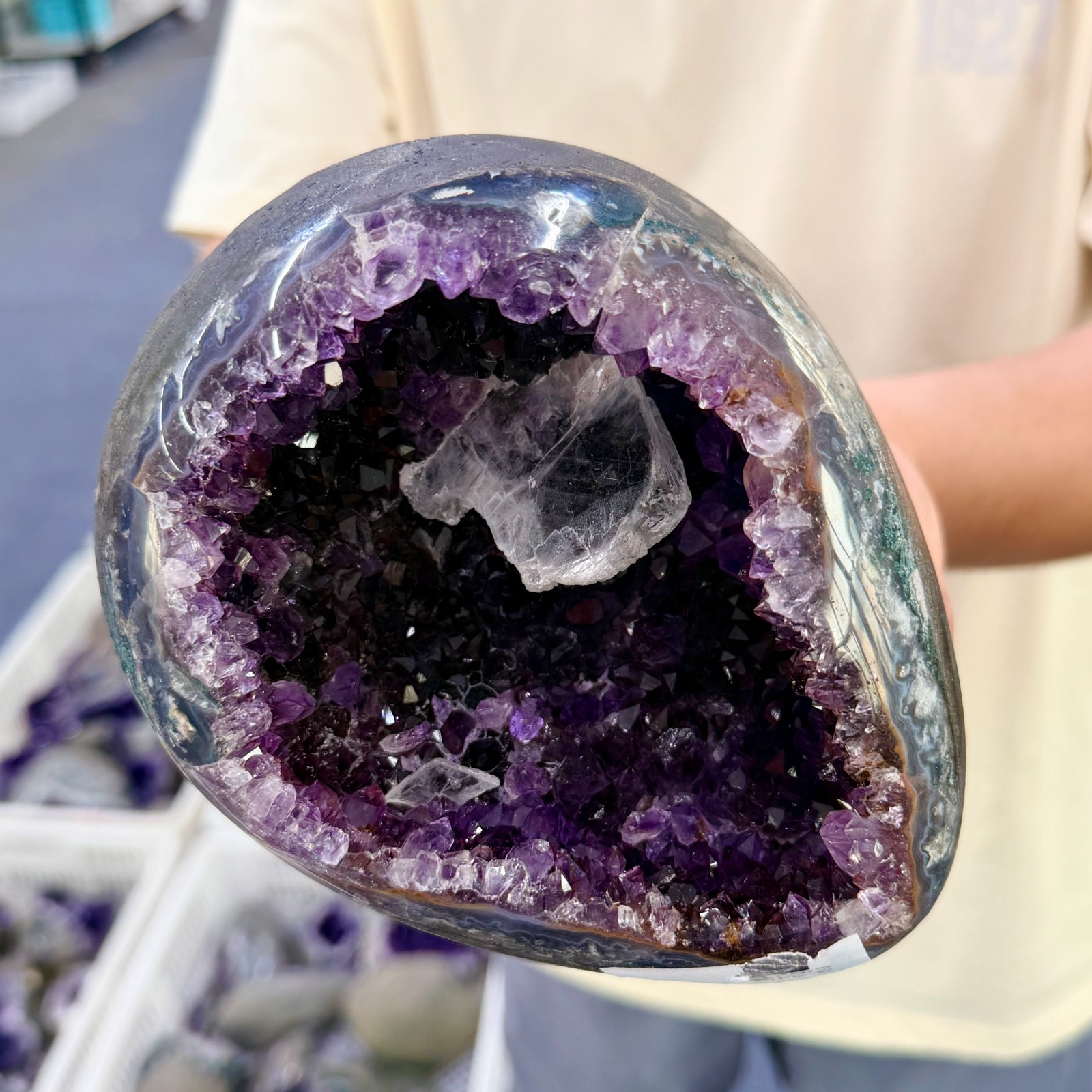 4.92LB Natural amethyst Dinosaur egg Quartz Crystal specimen healing
