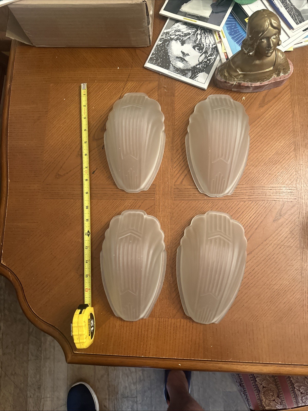 Antique Slip Shade  From Probably The 20S Unusually Shaped Set Of Four 4