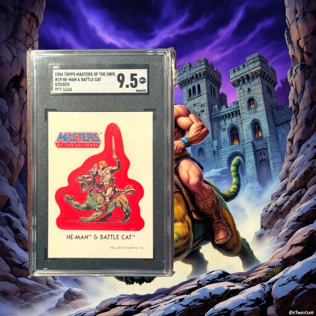 1984 Masters Of The Universe Sticker #19 He-Man & Battle Cat SGC 9.5 MT+ RedBack