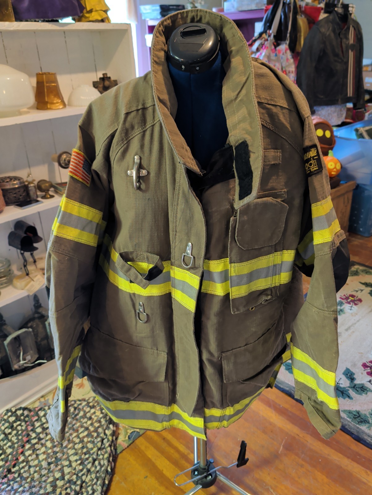 Vintage Retired Firefighter Turnout JACKET FIRE COAT USED *SHELL ONLY* 58 X 32
