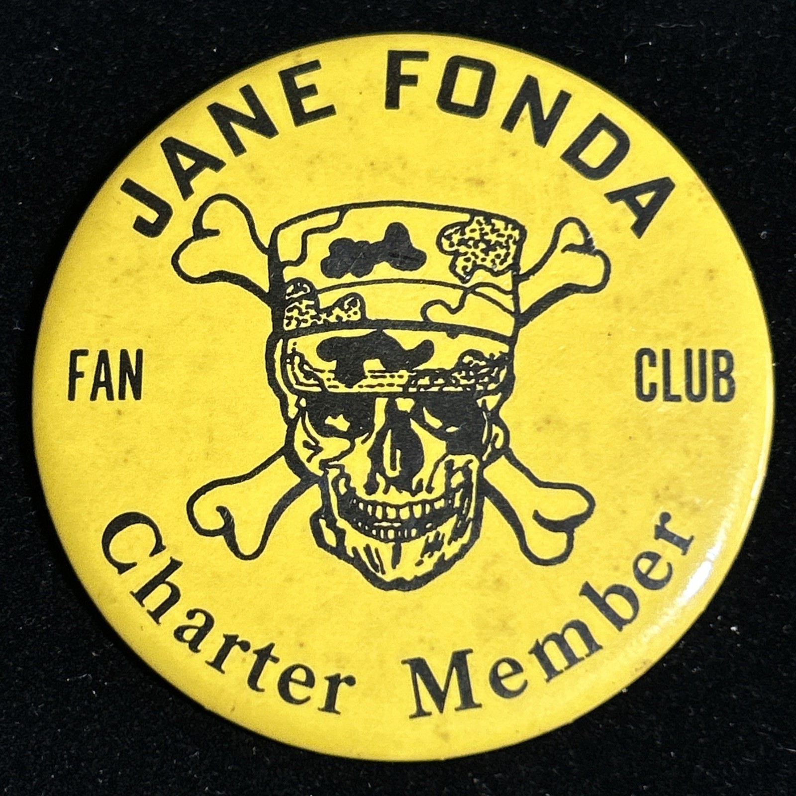 Anti Vietnam War Rare US Jane Fonda Fan Club Charter Member Button 1960s 3-Inch
