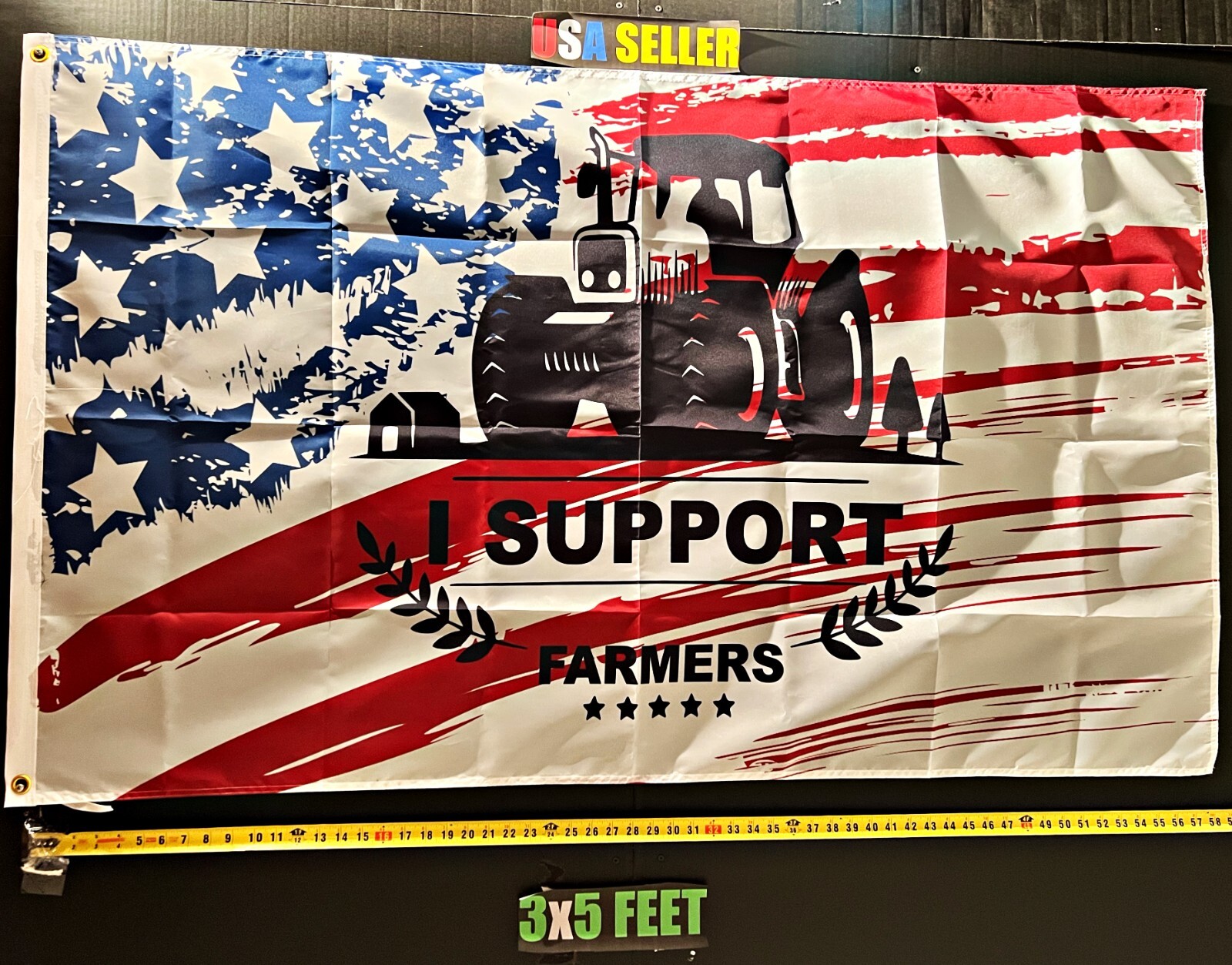 Farmers Flag FREE USA SHIP Trump God Made A Farmers Farm America USA Sign 3x5\'