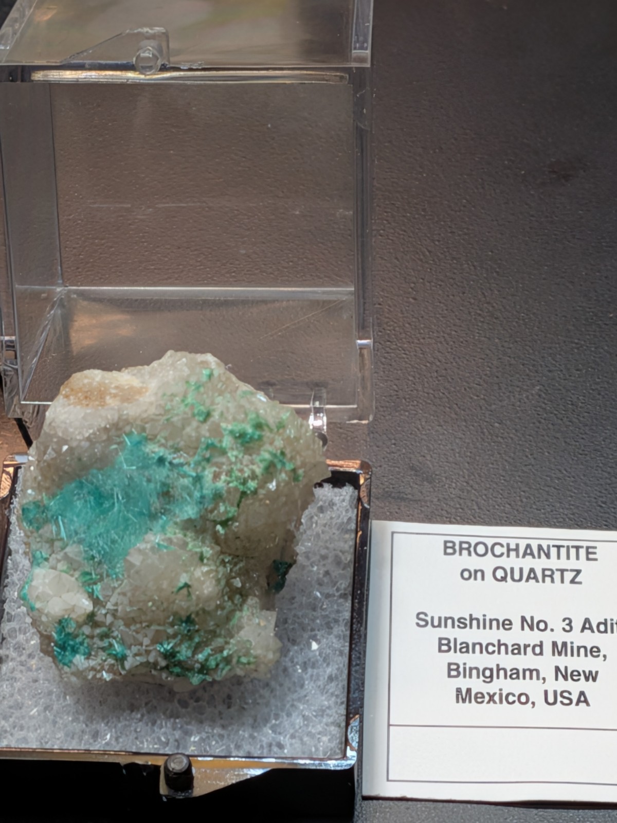 Rare Fibrous Brochantite On Quartz Blanchard Mine, New Mexico