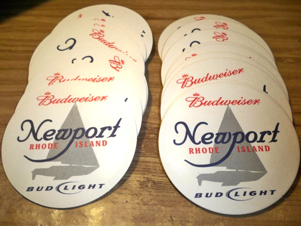 25 RARE VINTAGE BUDWEISER LIGHT NEWPORT RHODE ISLAND BEER COASTERS DOUBLE-SIDED