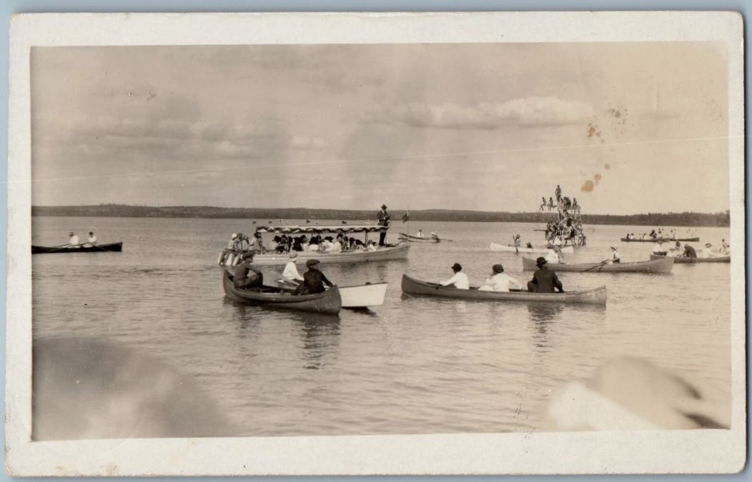 c1930s RPPC Postcard - Swimming & Boats Scene Photo Posted
