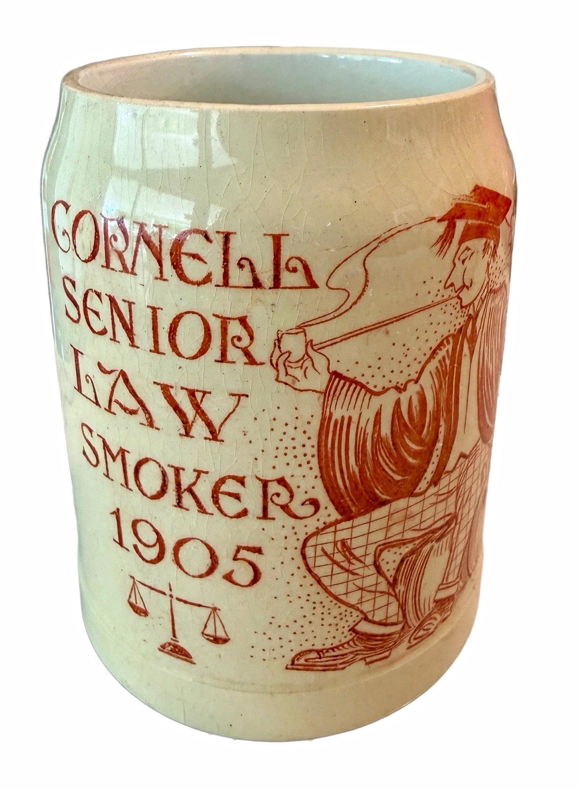 Antique 1905 Cornell University Senior Law Smoker Beer Mug Stein Excellent