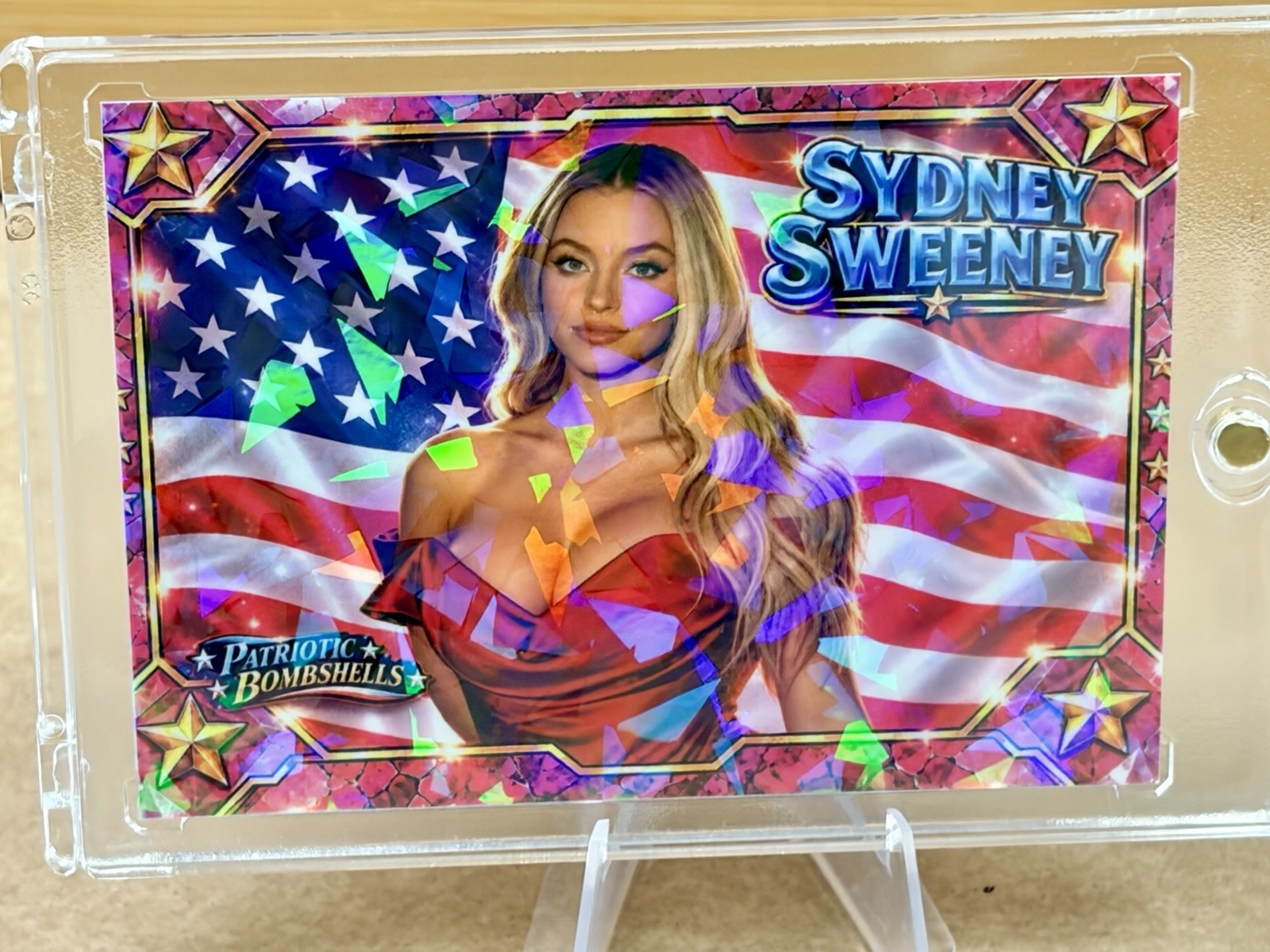 Sydney Sweeney Patriotic Bombshells CRACKED ICE Custom Novelty Trading Card