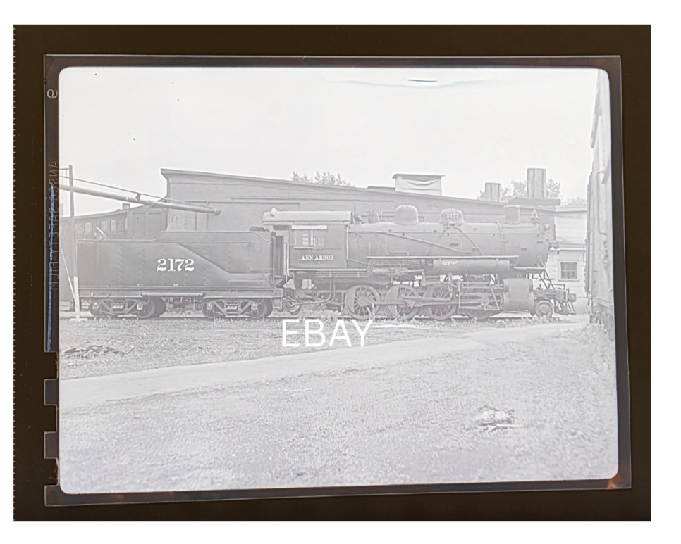 7/23/46 Ann Arbor Railroad No. 2172 Locomotive Owosso MI Photo Negative