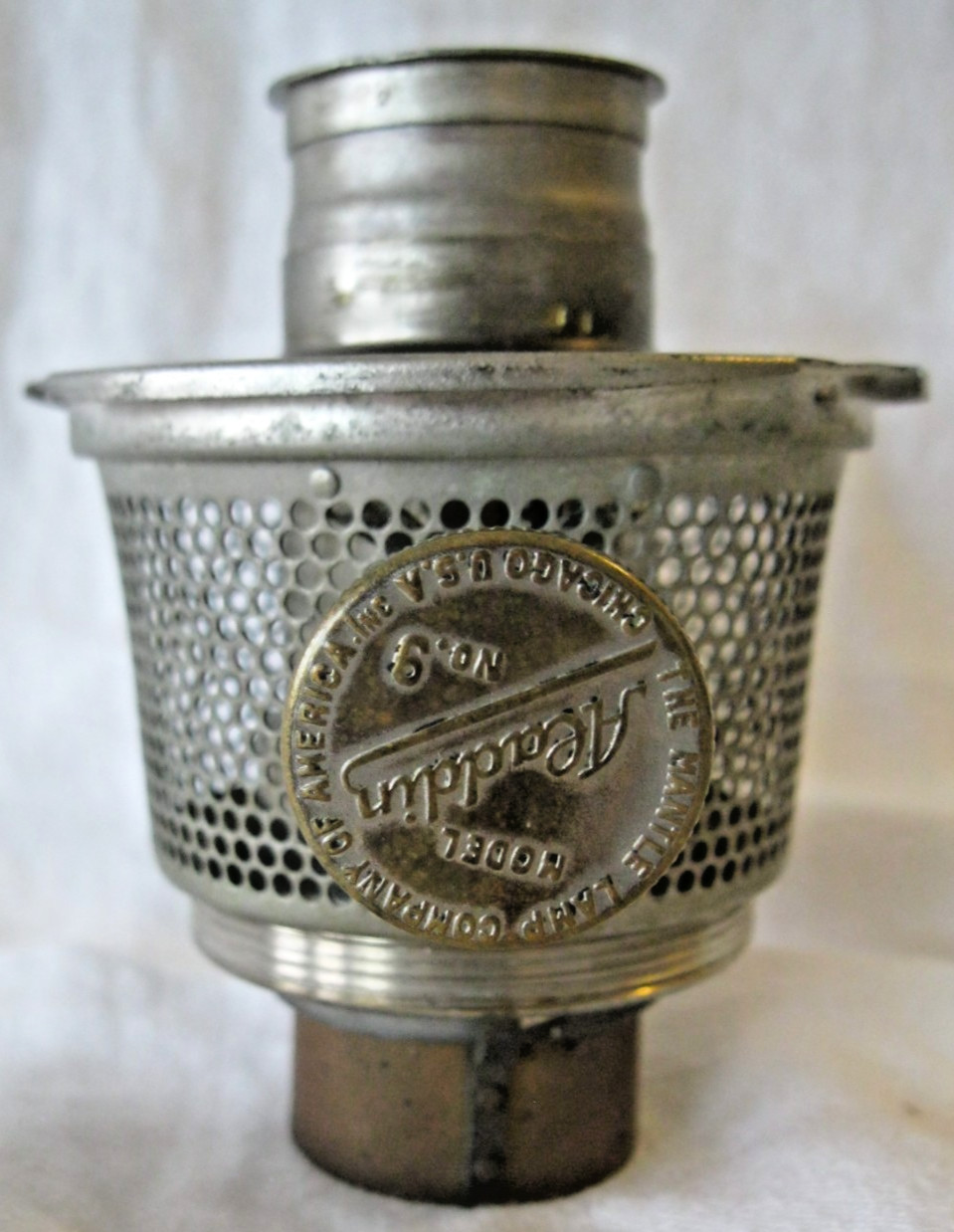 Vintage Antique Nickel Aladdin oil lamp burner Model 9