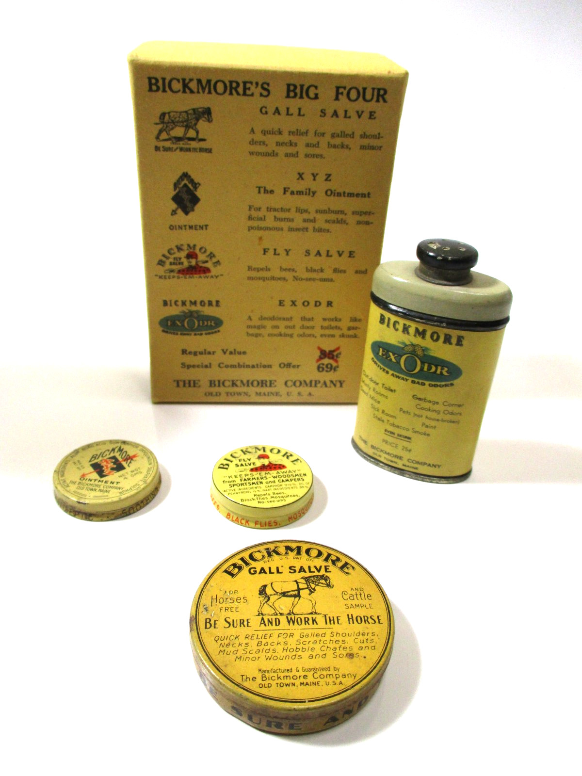 Vintage Bickmore Big Four Equine Veterinary Advertising Set Box Gall Salve NOS