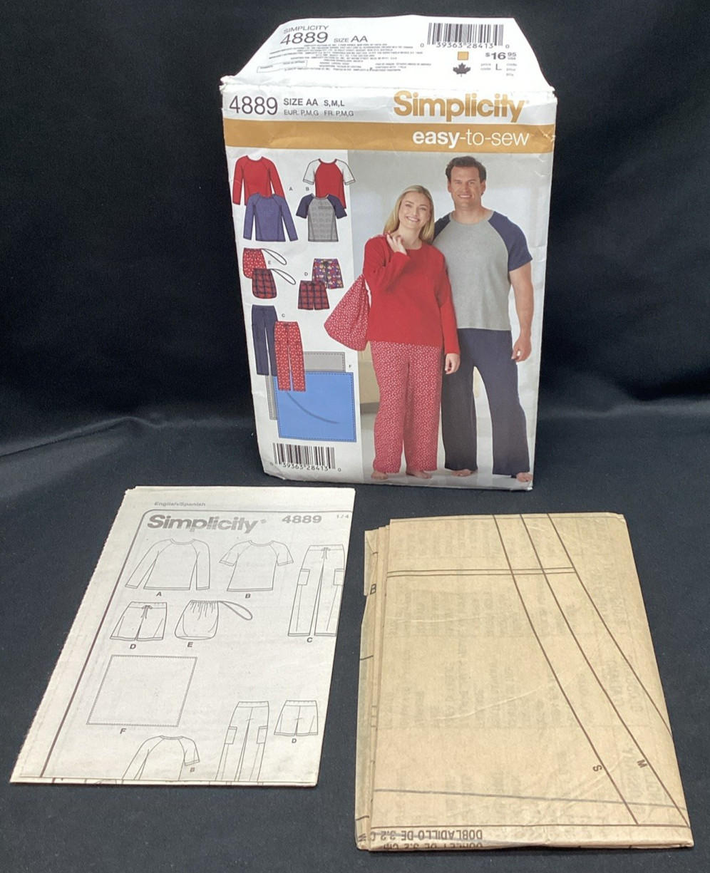 Vtg Sewing Pattern, Simplicity 4889 shirt pants, S-L, Uncut - ships free