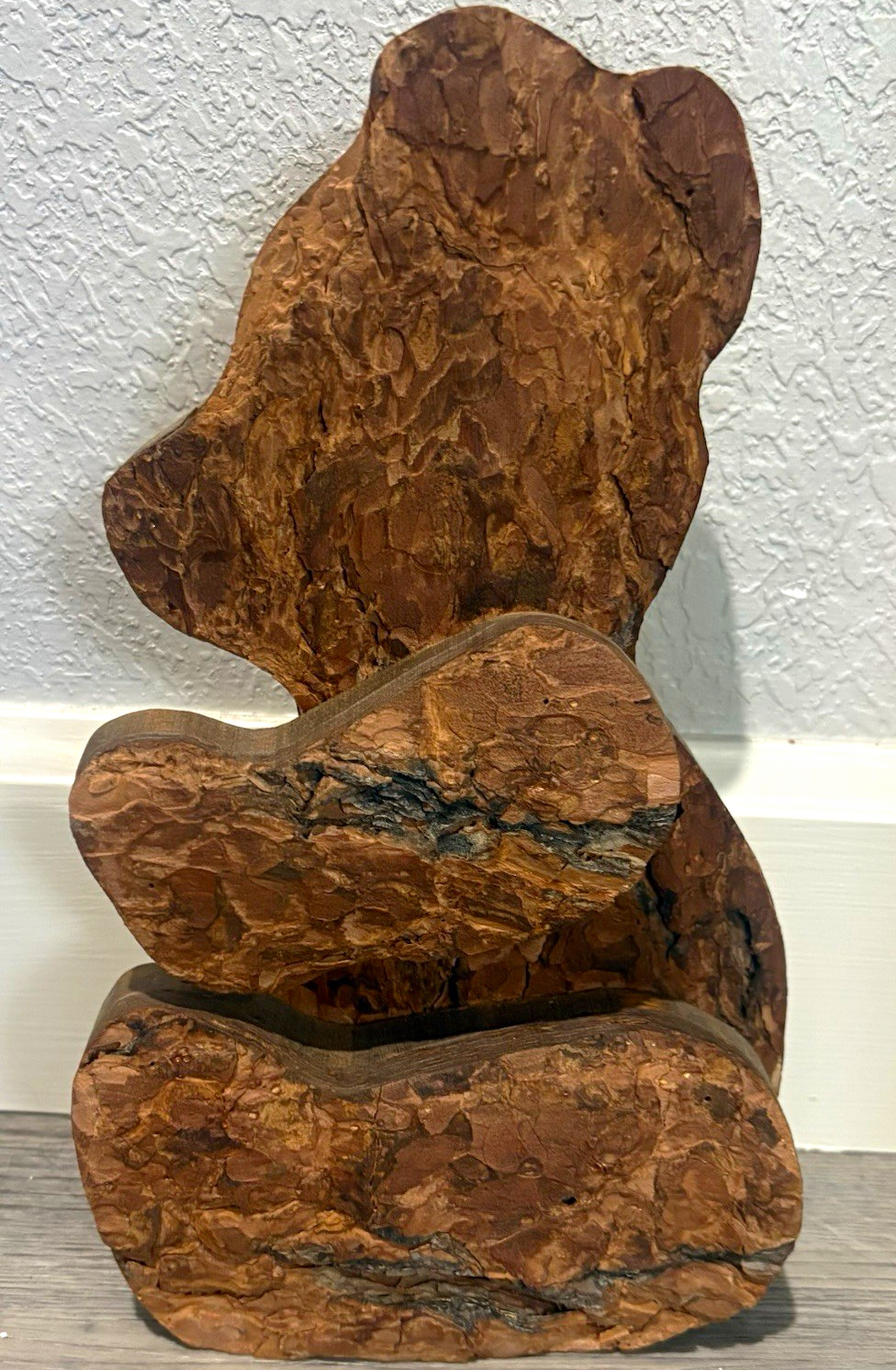 Vintage Handmade Wood Bear Rustic Cabin Lodge Decor Natural Bark 10” Tall