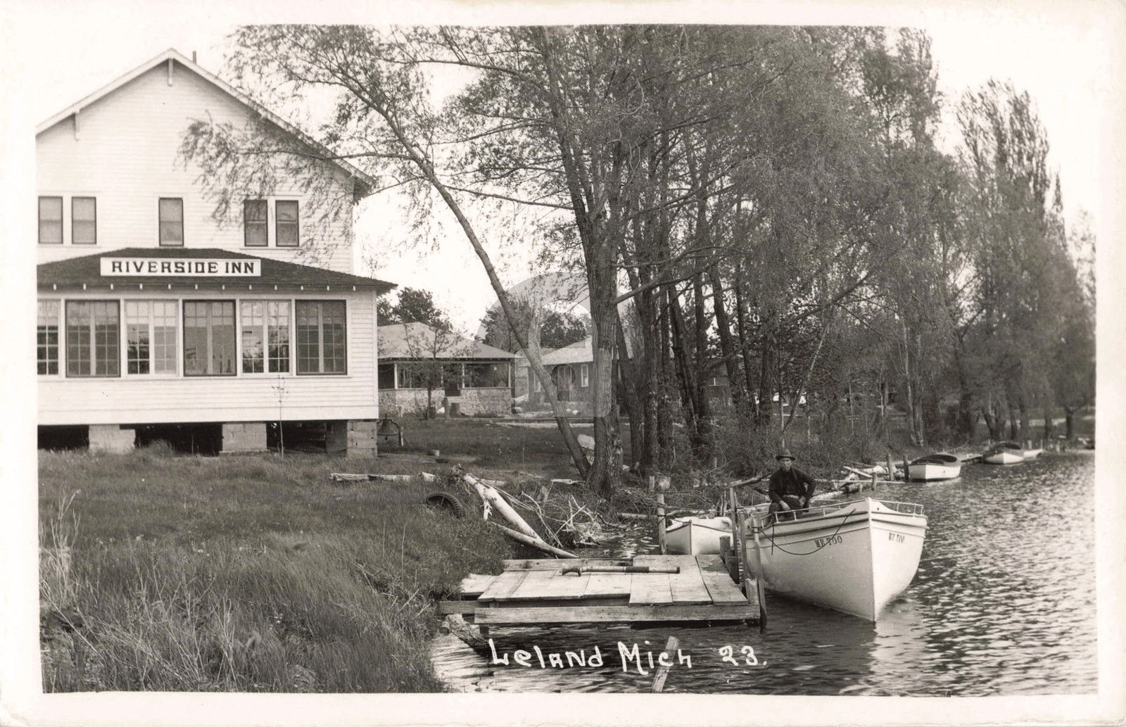 Riverside Inn, Leland MI Michigan RPPC Photo Postcard COPY