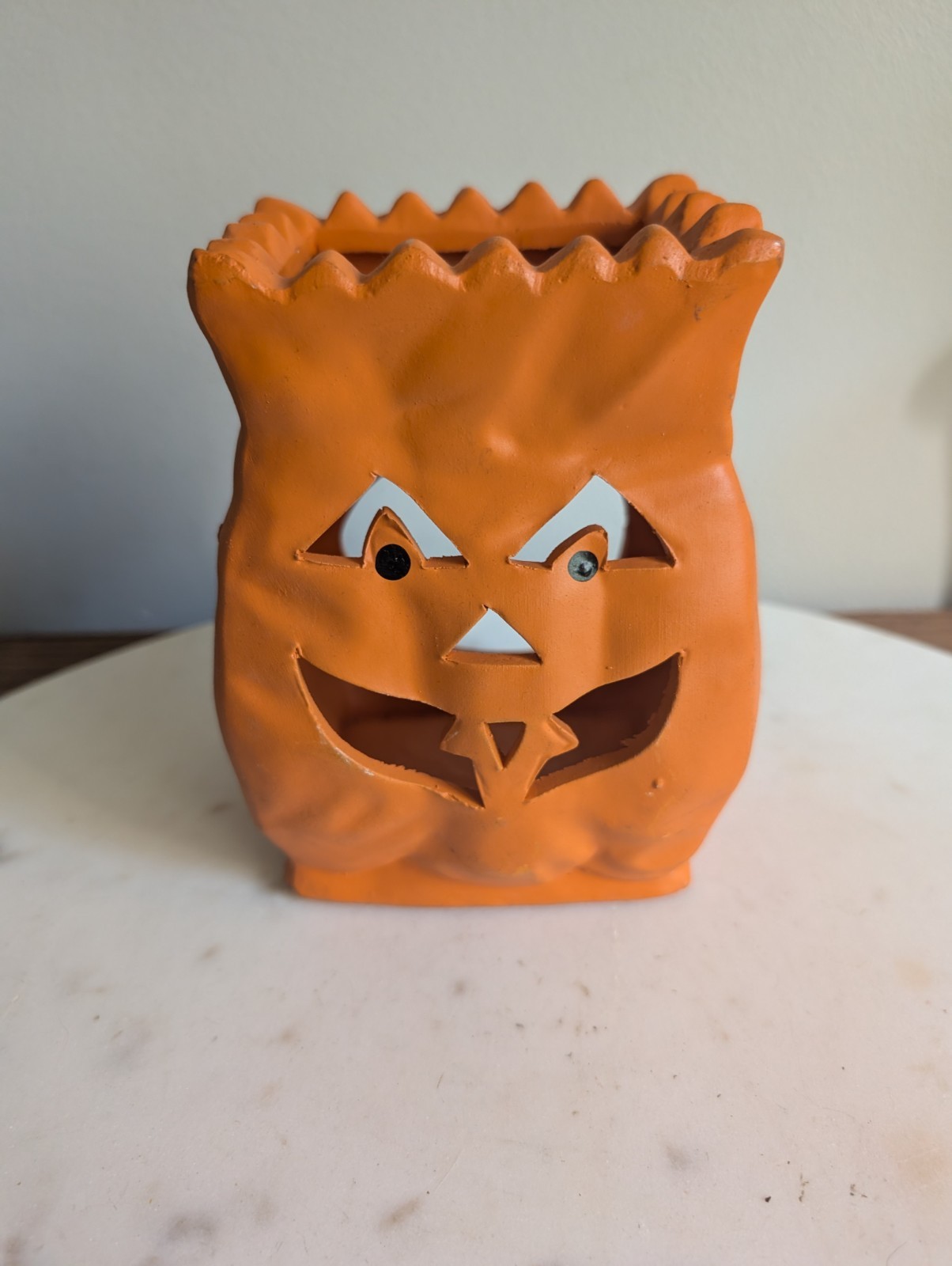 Vintage Halloween Jack O Lantern Pumpkin Sack Luminary Candle Holder 1990s