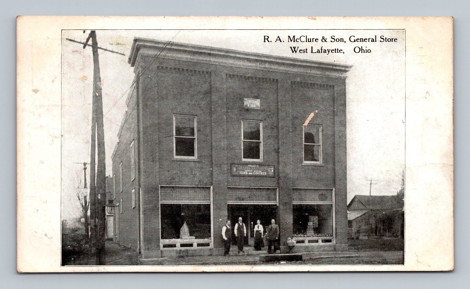 Postcard OH West Lafayette Ohio R. A. McClure & Son General Store Storefront VTG