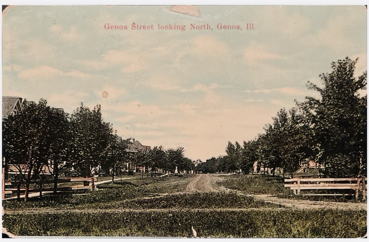 Genoa IL Illinois Street Looking North 1913 Postcard