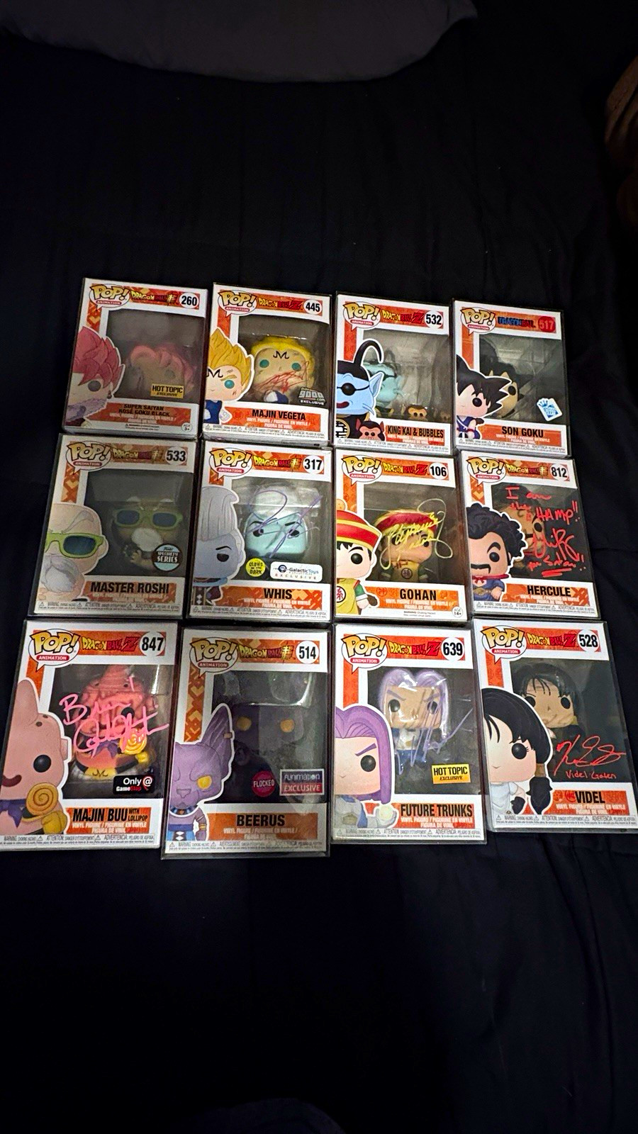 Funko Pop Dragon Ball Z/Super 11pc Mixed Lot Exclusives Signed Glow in Dark