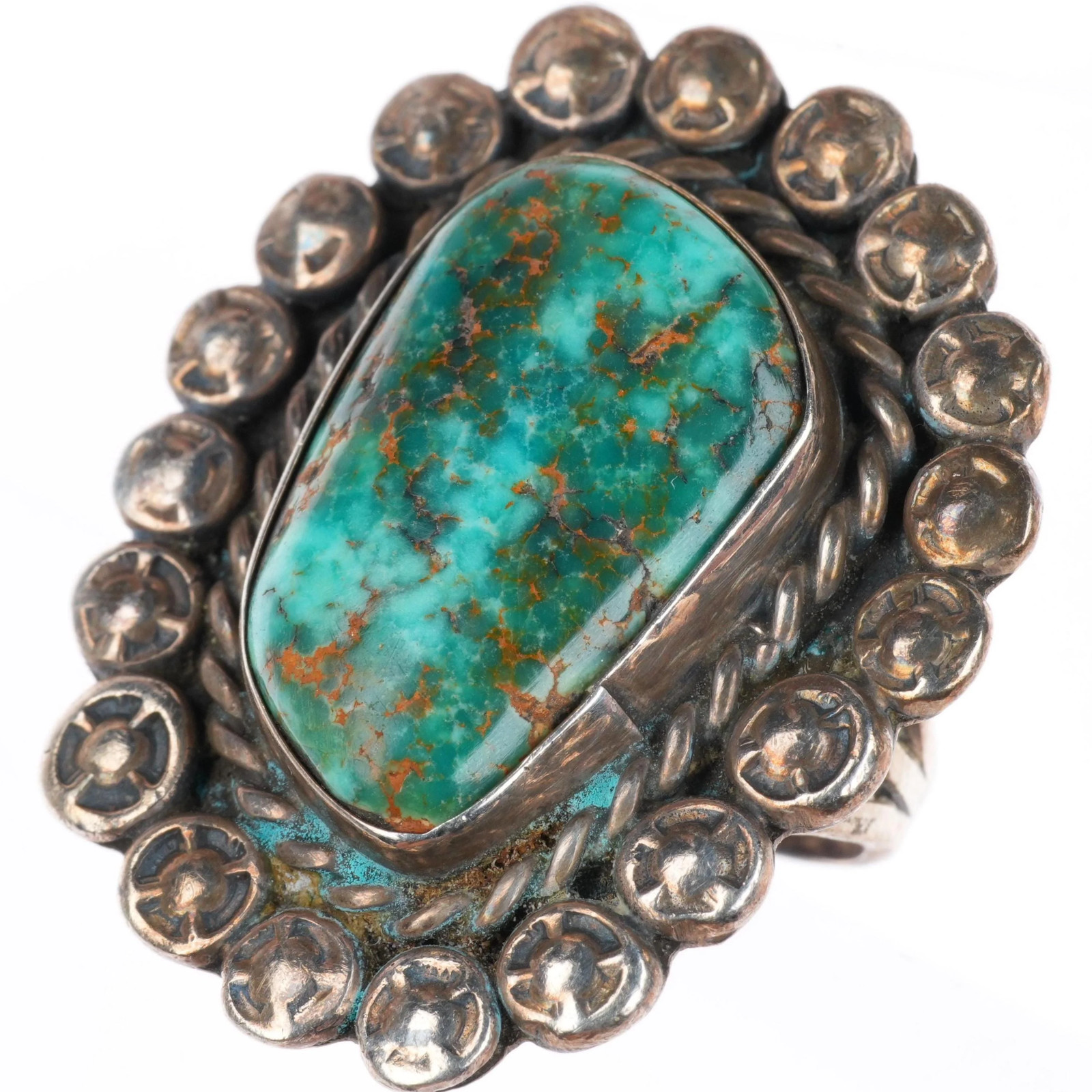 sz6.5 vintage Navajo sterling silver high grade Nevada turquoise ring