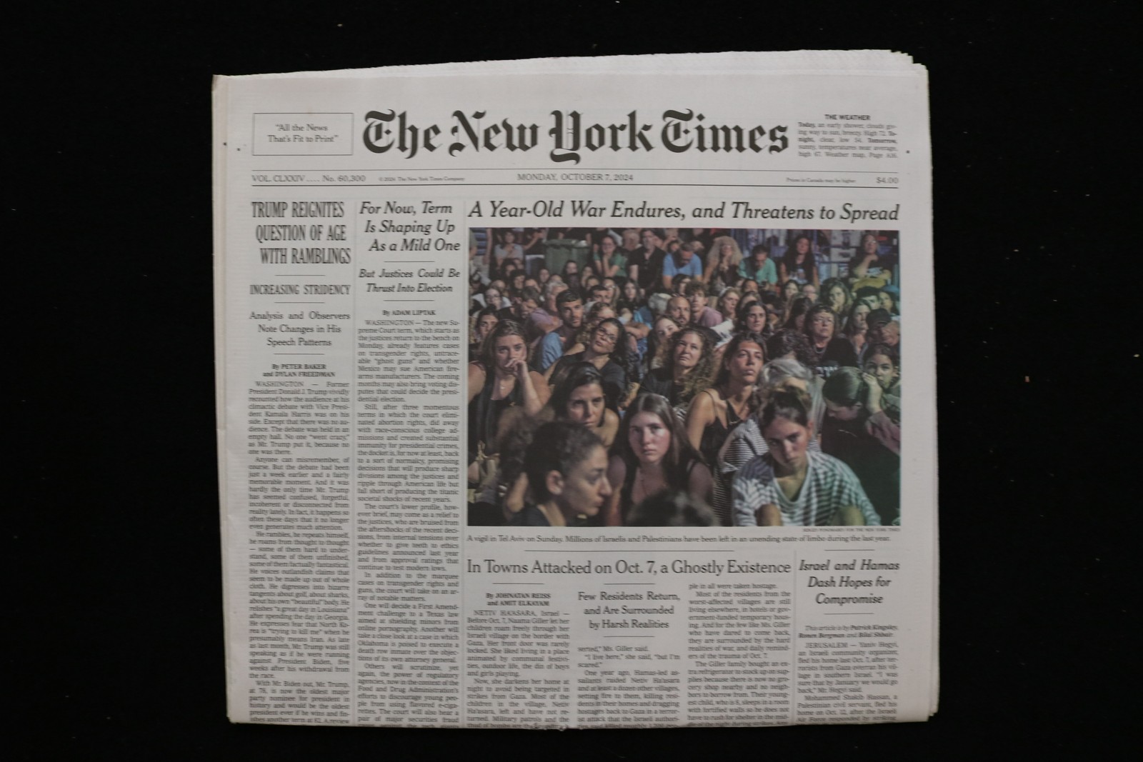 2024 OCTOBER 7 NEW YORK TIMES - A YEAR-OLD WAR, ENDURES, AND THREATENS TO SPREAD