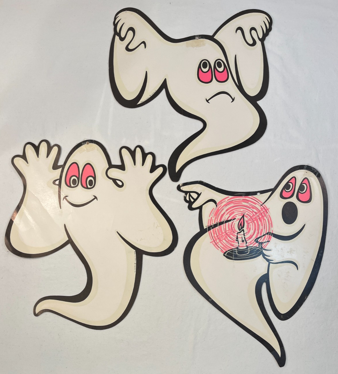 Vintage Lot of 3 Glow in Dark Ghosts Beistle Diecut Door/Wall Halloween Decor
