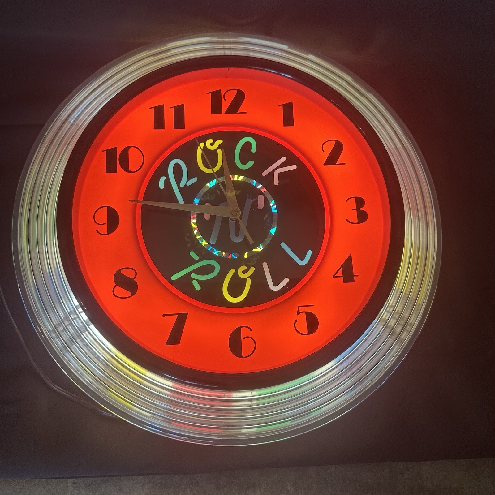 Vintage 1970s Kirch Rock N Roll Kaleidoscope Psychedelic Light-Up Clock LED RARE