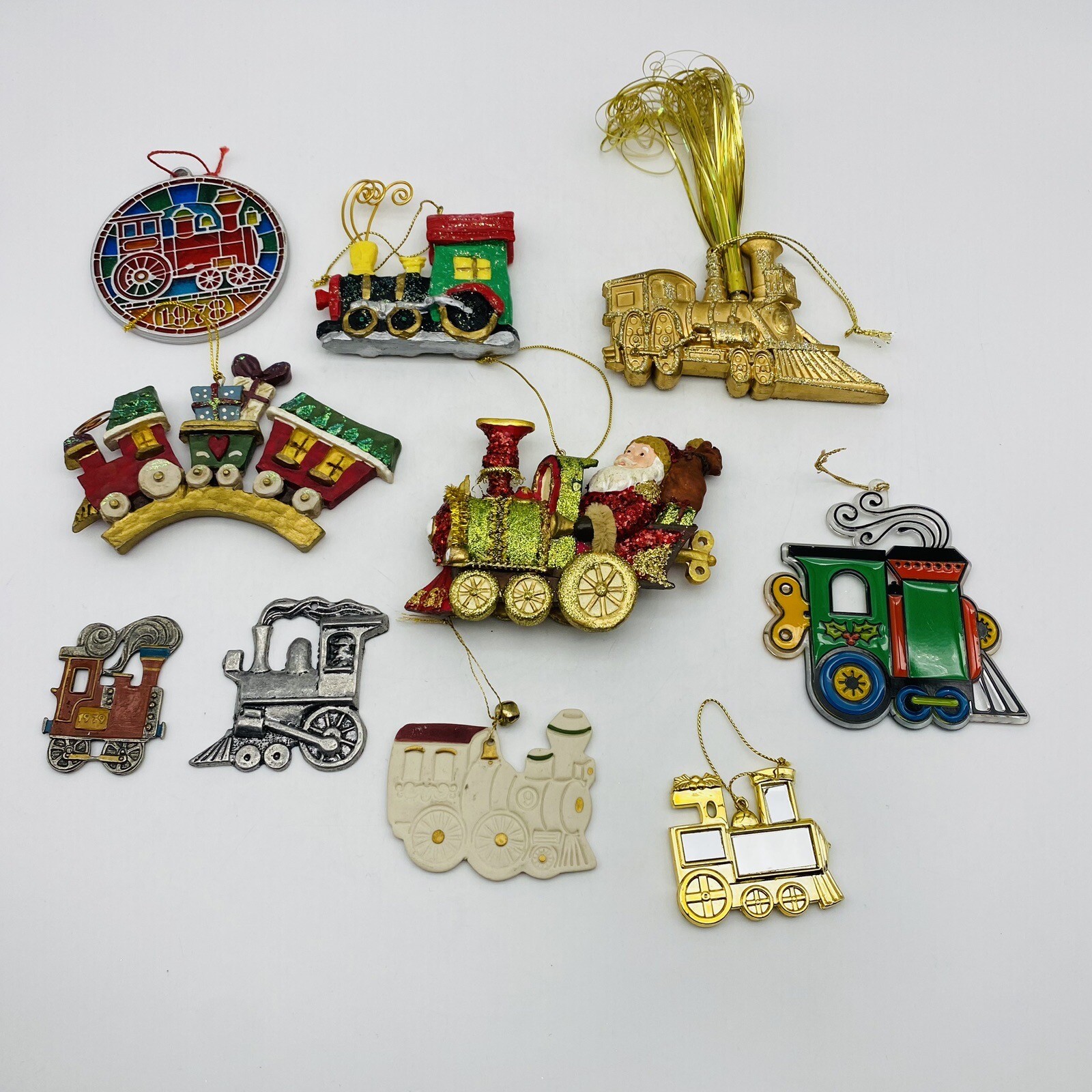 Train Christmas Ornaments Mixed Lot 10 Vintage